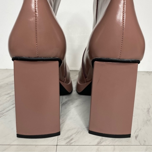 New! Jeffrey Campbell Maximal Square Toe Pink Leather Heeled Bootie 11 - Picture 4 of 15